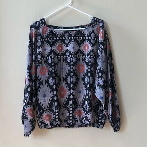 Ella Moss Silk Aztec Print Top